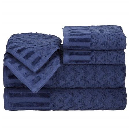 BEDFORD HOME Bedford Home 67A-27599 6 Piece Cotton Deluxe Plush Bath Towel Set - Navy 67A-27599